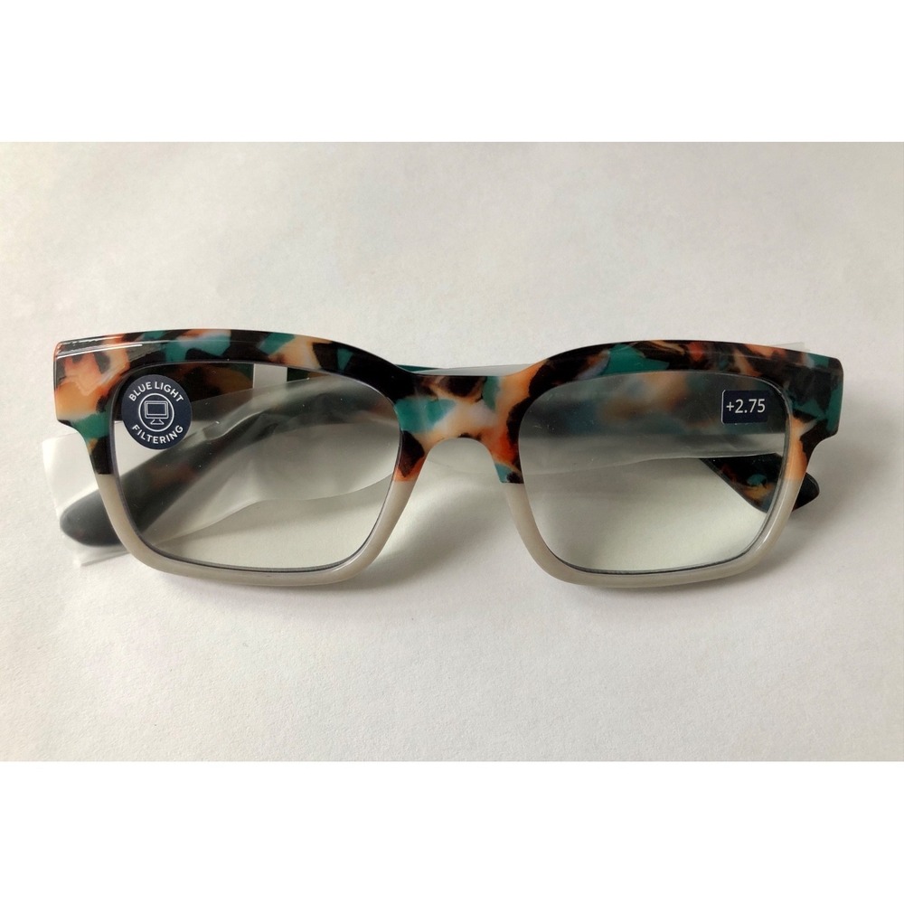 NEW Teal Tan Peepers Blue Light Filtering Readers +2.75